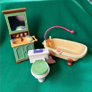Loving Family Dollhouse CLAW FOOT BATHTUB Vanity SINK TOILET 2002 bathroom